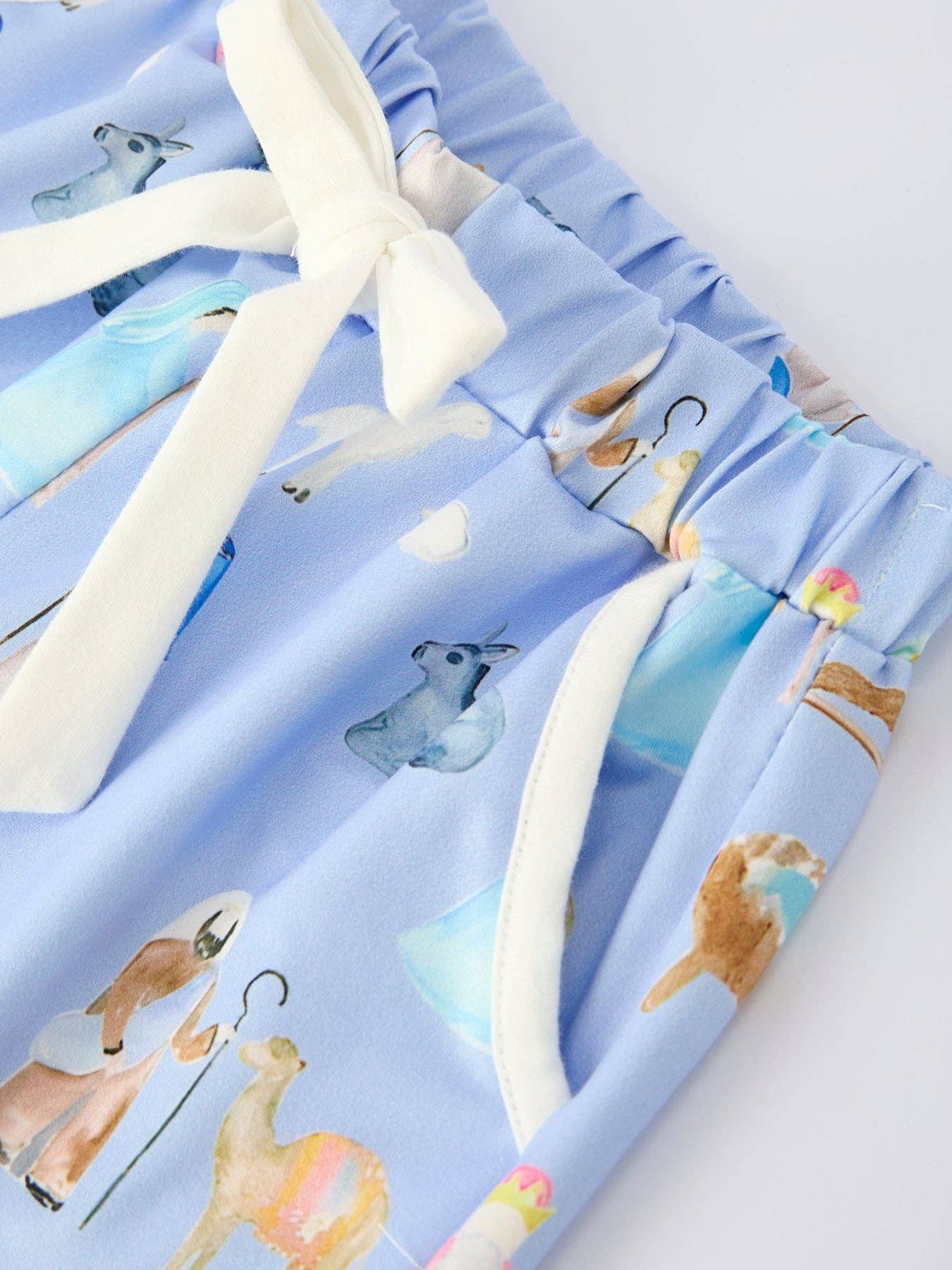 PREORDER: Blue Christmas Nativity Pattern Girls Pajamas Set