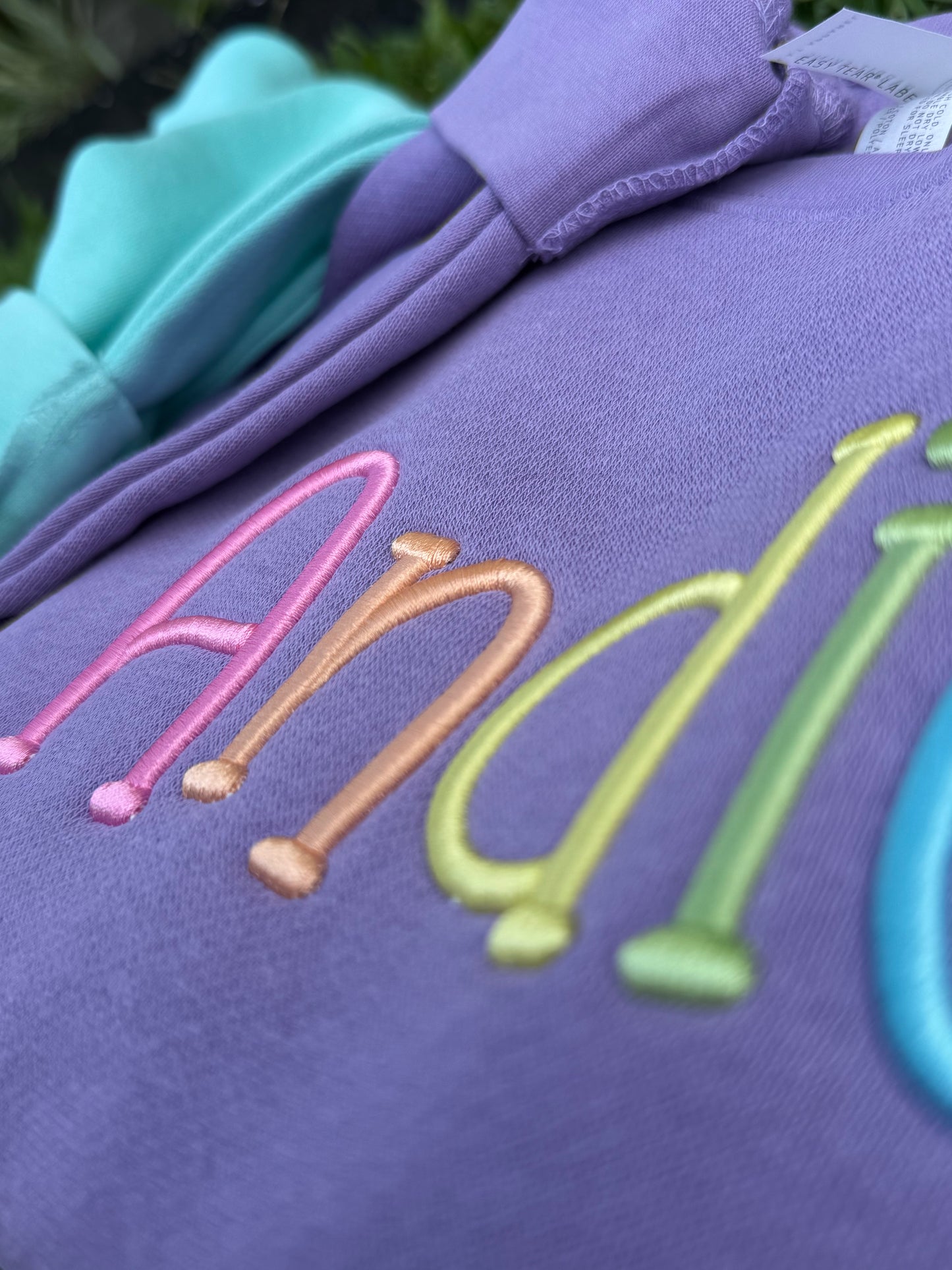 Girls Rainbow 3D Puff Name Sweatshirt