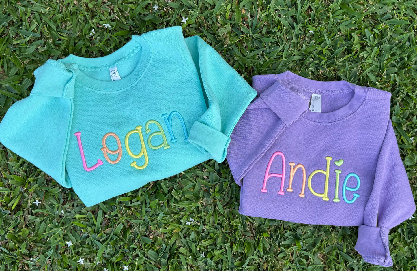 Girls Rainbow 3D Puff Name Sweatshirt