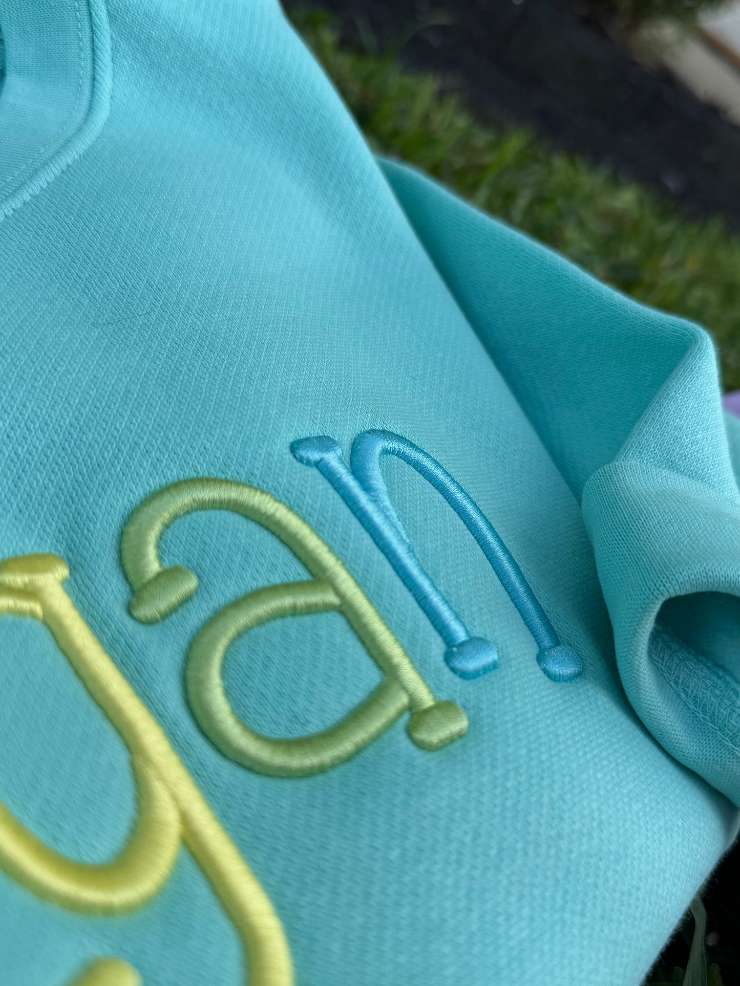 Girls Rainbow 3D Puff Name Sweatshirt