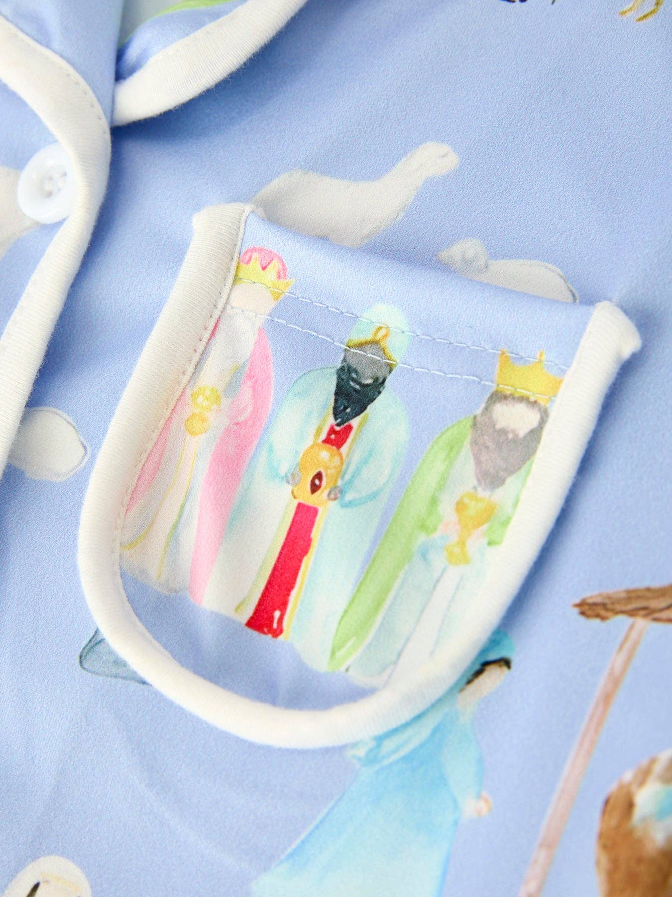 PREORDER: Blue Christmas Nativity Pattern Girls Pajamas Set