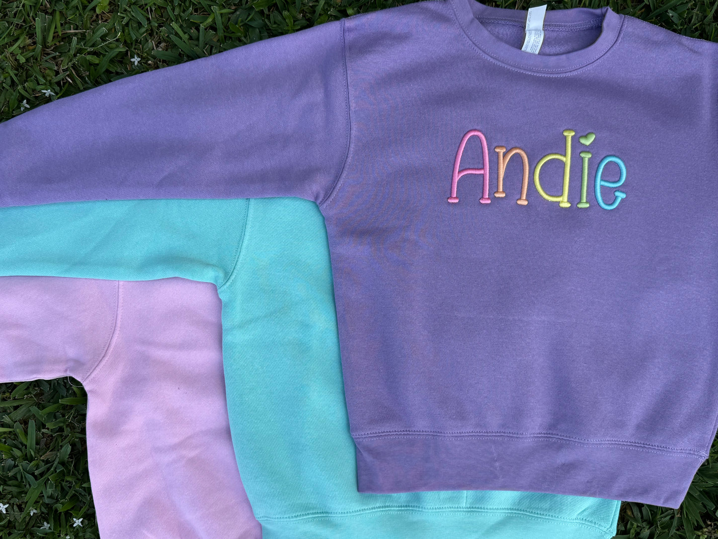 Girls Rainbow 3D Puff Name Sweatshirt